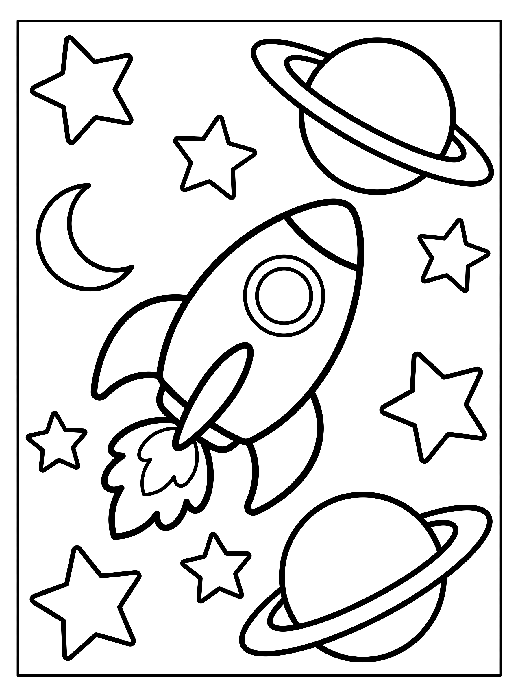 Rocket to the stars coloring page to print