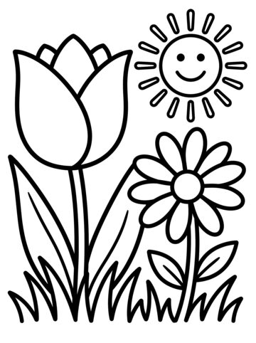 First flowers coloring page
