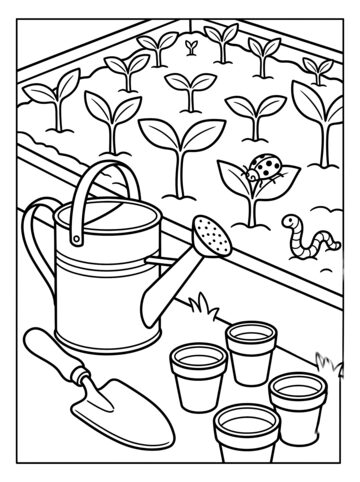 Planting the garden coloring page