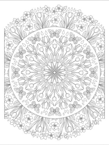 Spring mandala coloring page