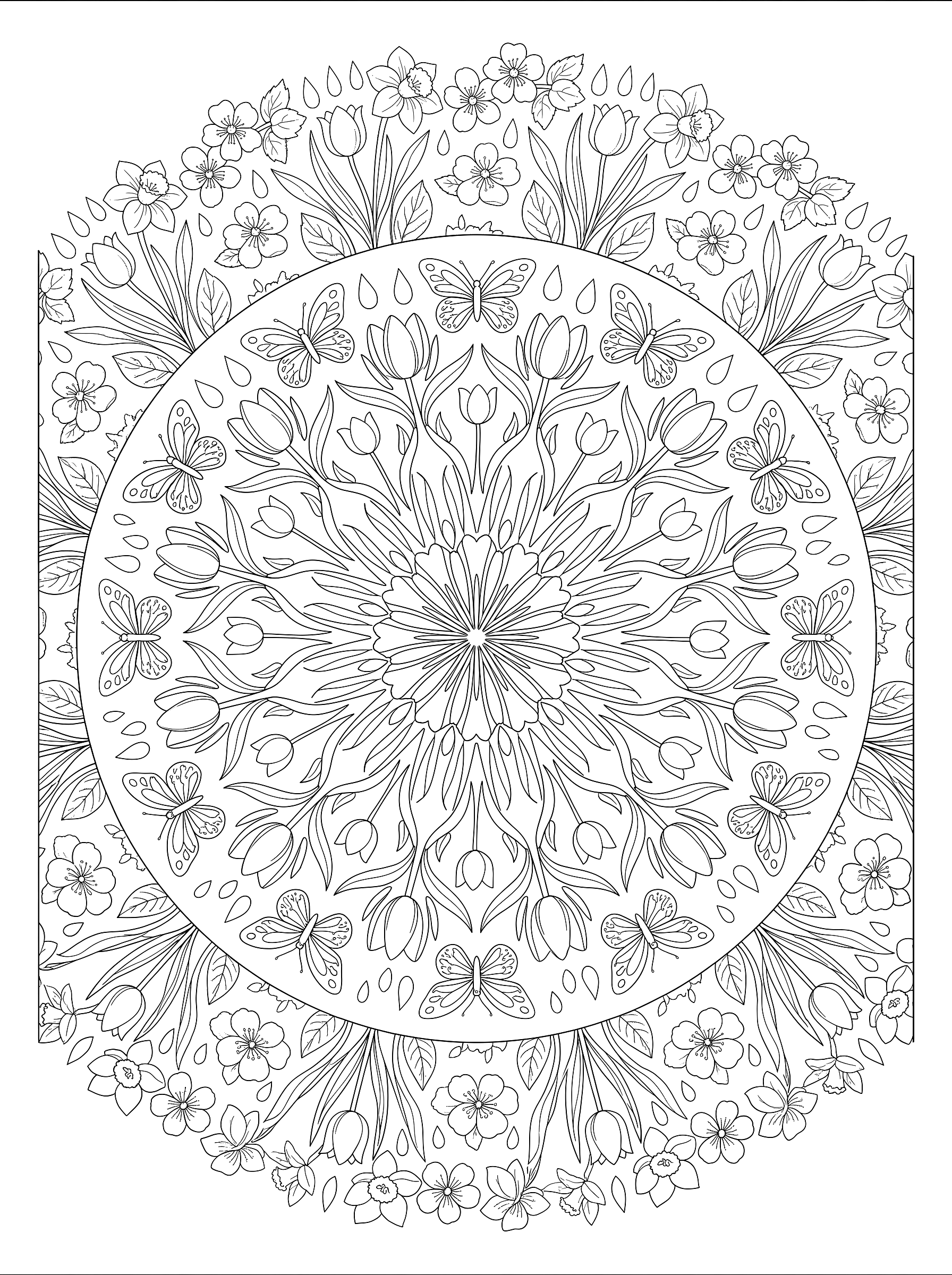 Spring mandala coloring page to print
