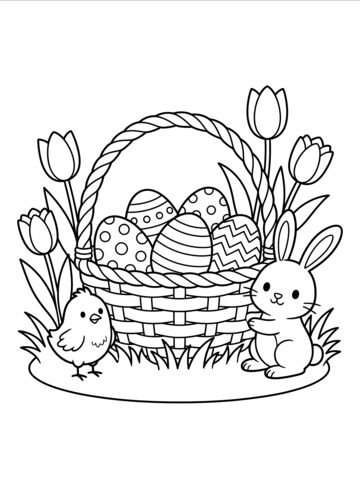 Spring eggs coloring page