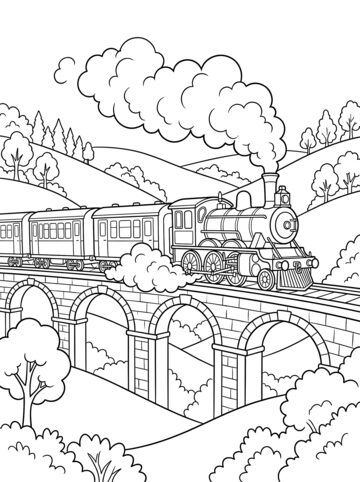Steam train coloring page