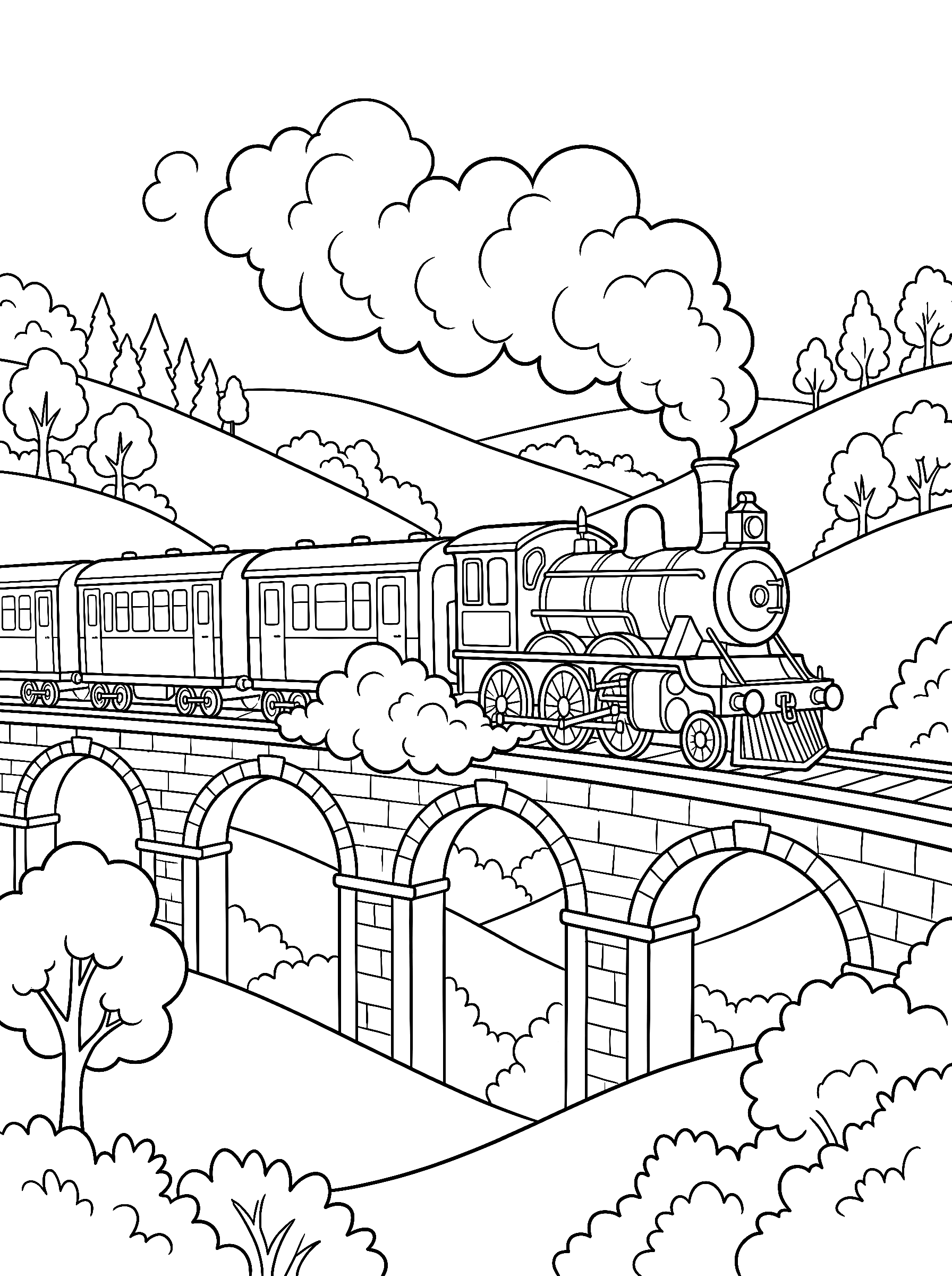 Steam train coloring page to print