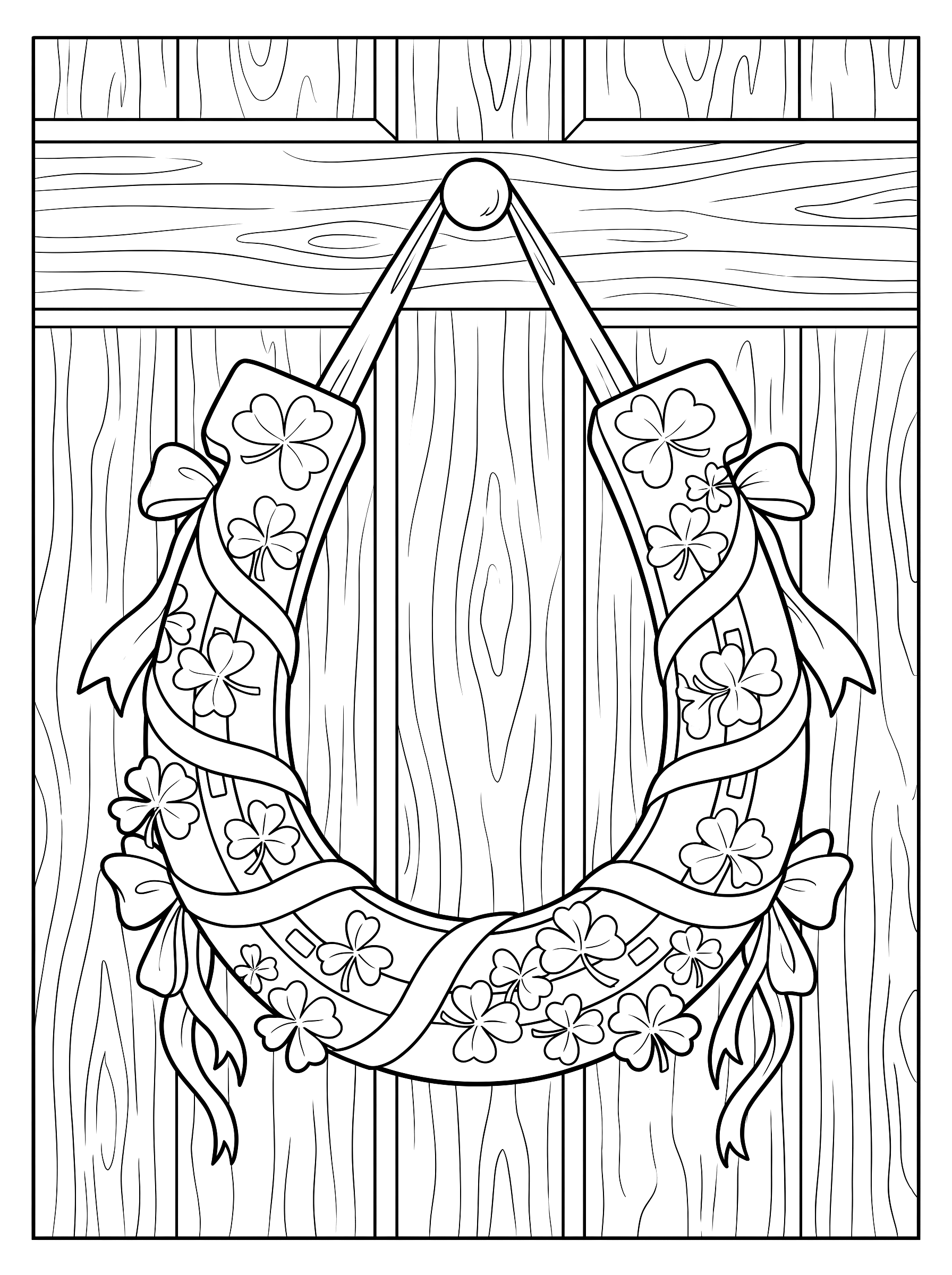 Lucky horseshoe coloring page to print
