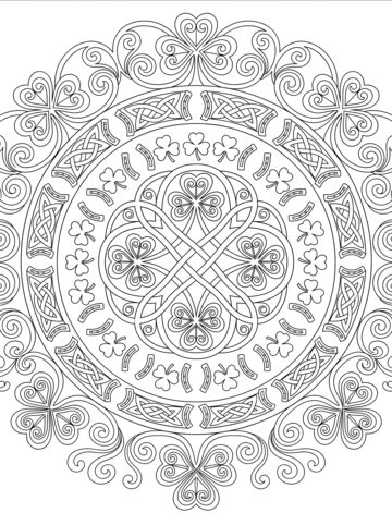 Shamrock mandala coloring page