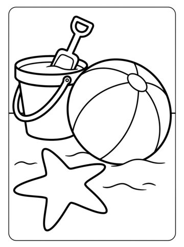 Beach toys coloring page