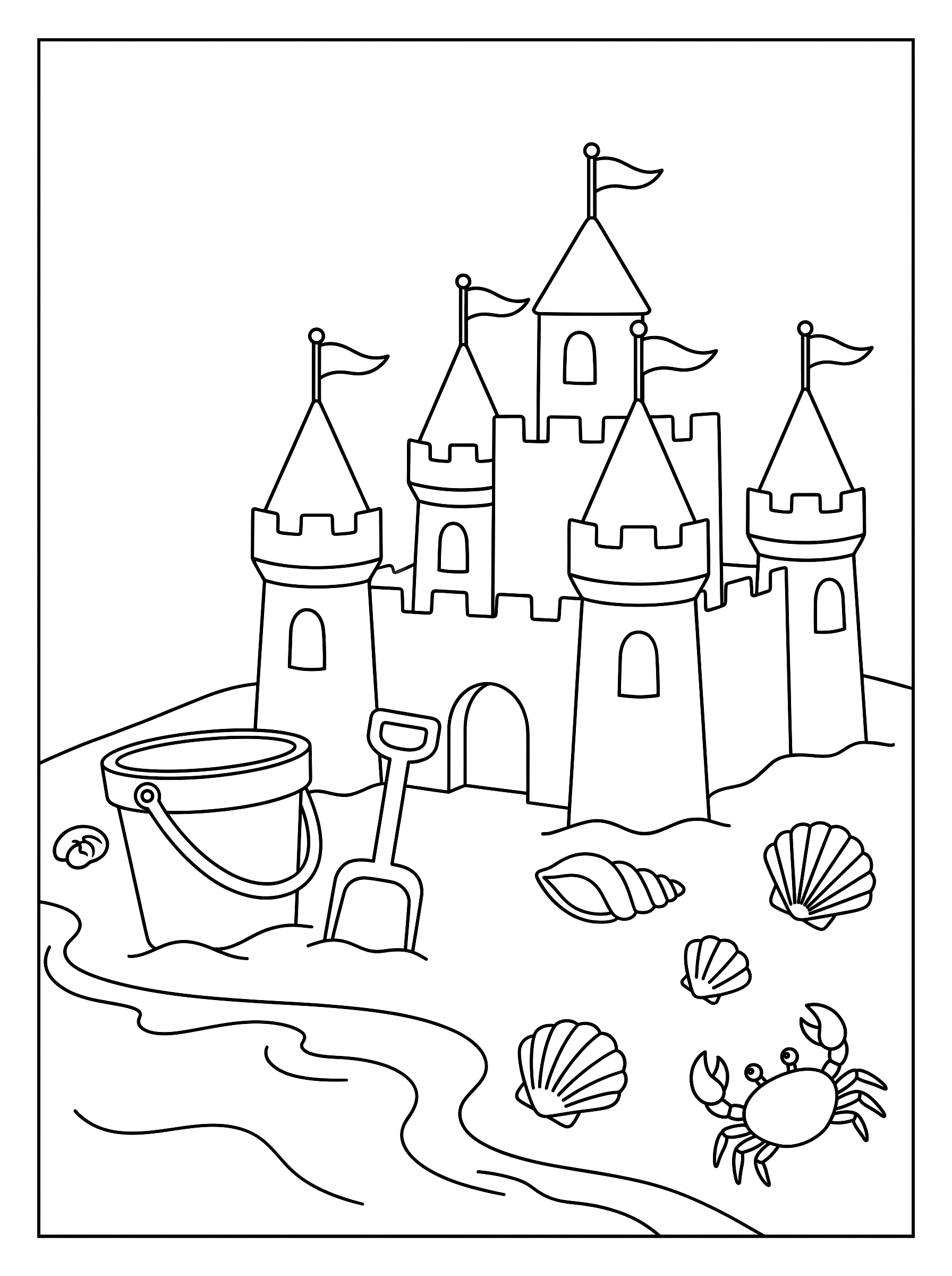 Sandcastle coloring page to print