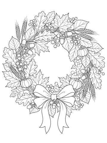 Harvest wreath coloring page