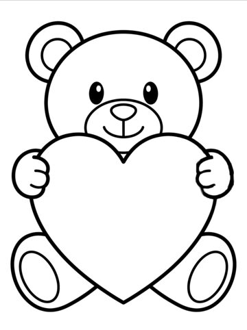 Bear with a heart coloring page