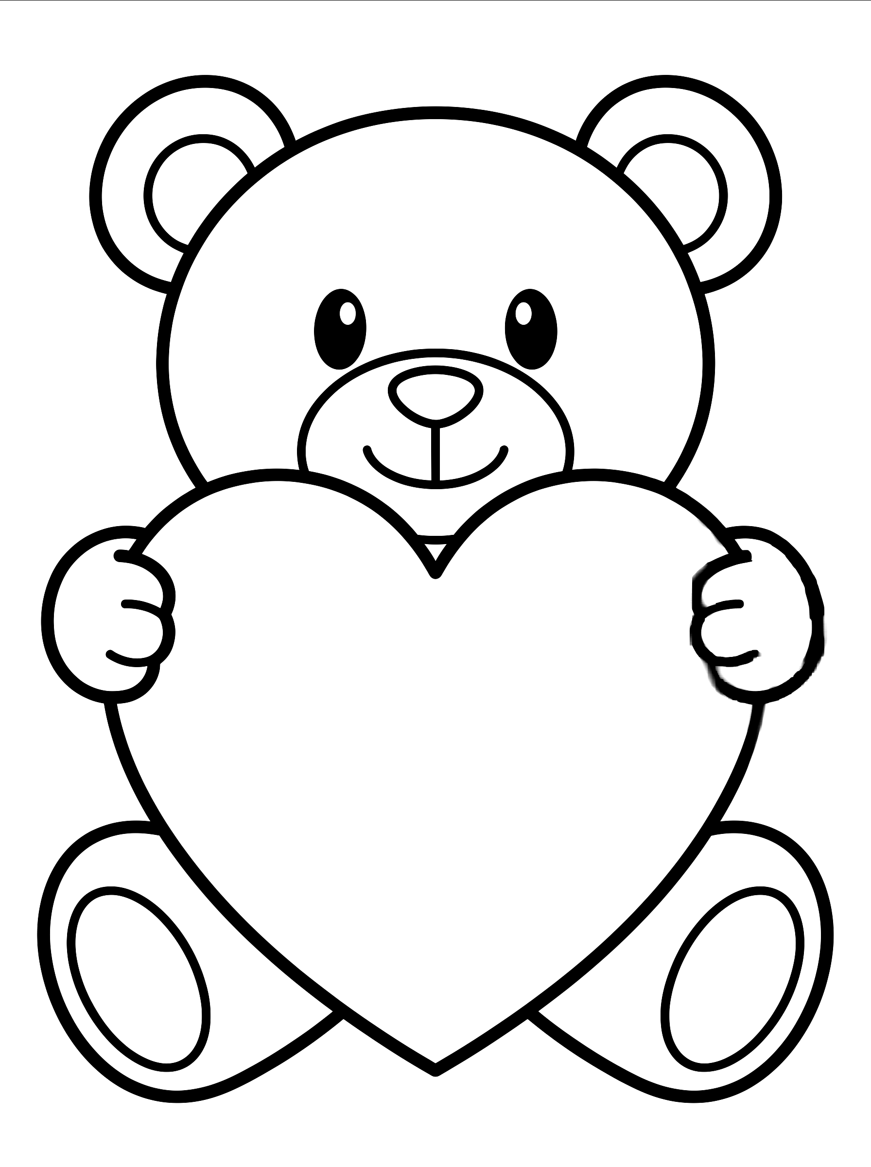 Bear with a heart coloring page to print