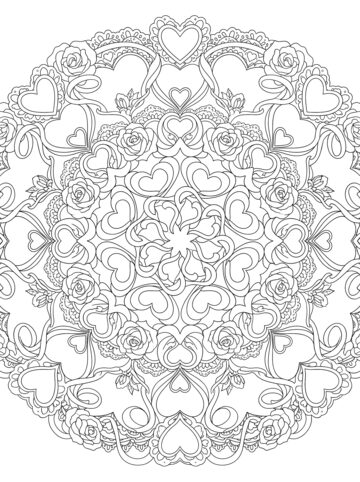 Heart mandala coloring page