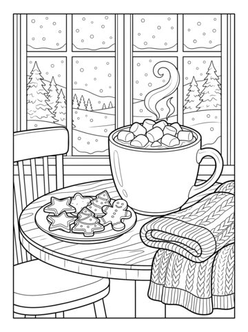 Hot cocoa coloring page