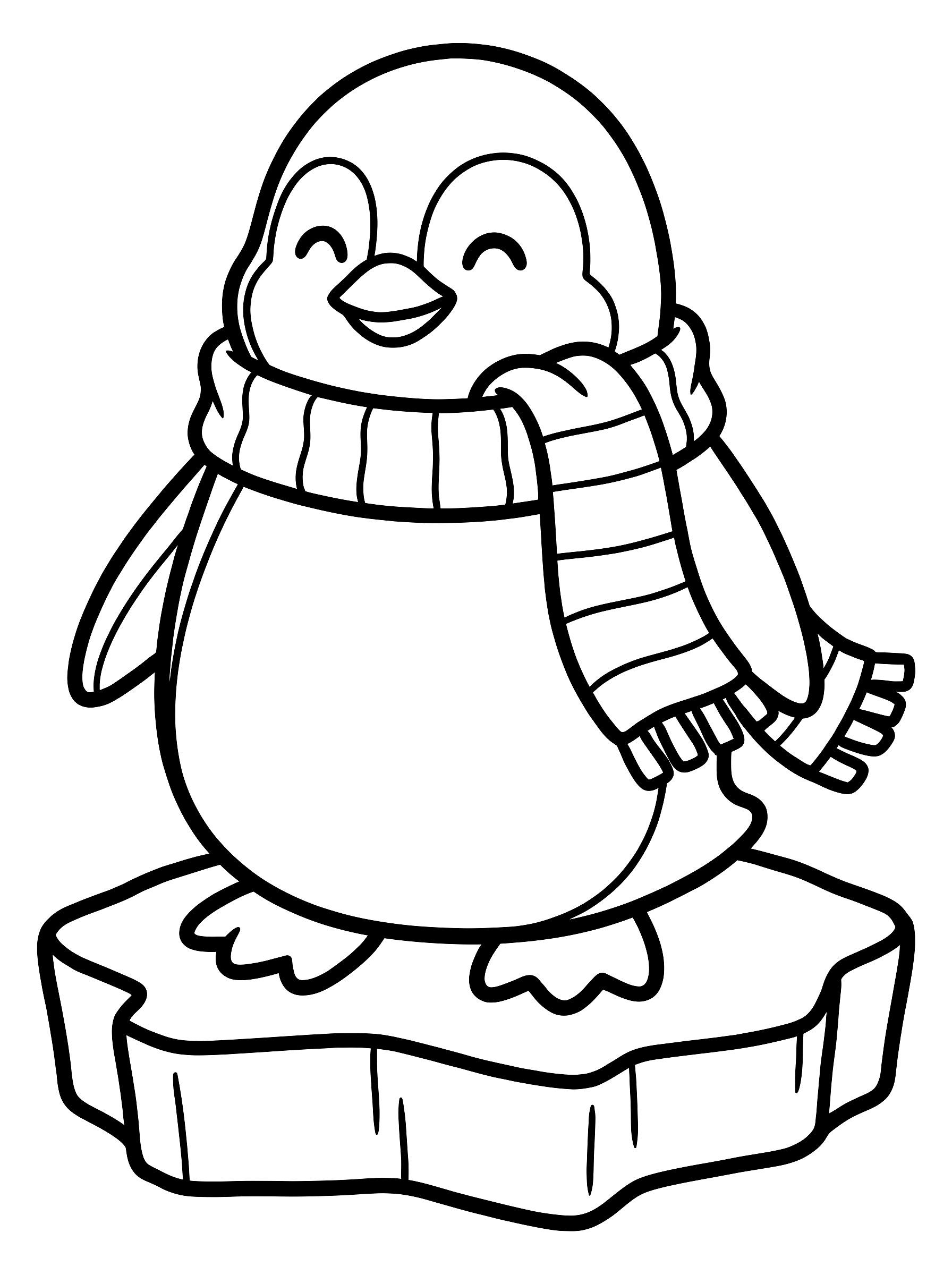 Penguin in a scarf coloring page to print