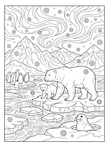 Arctic friends coloring page