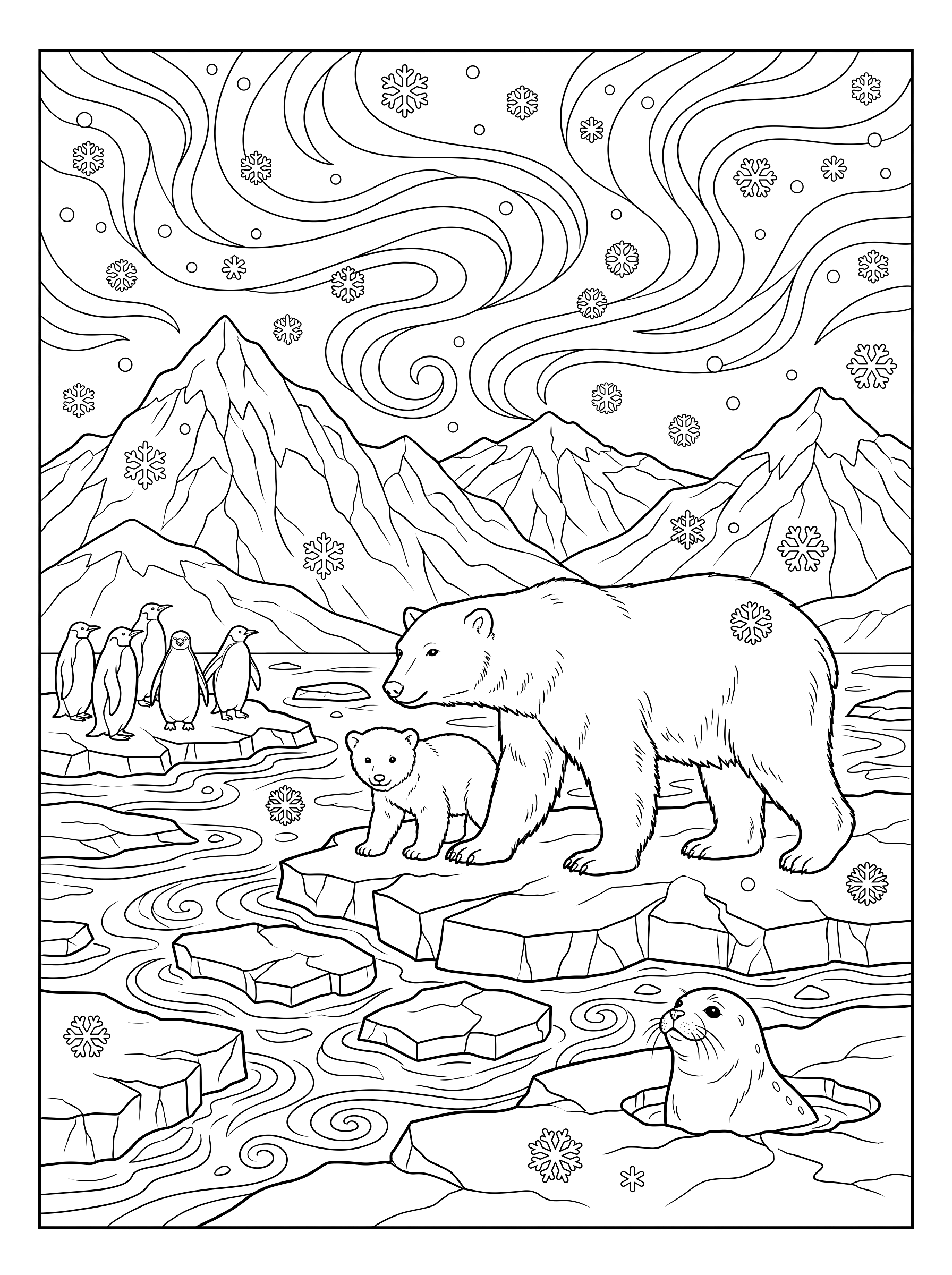 Arctic friends coloring page to print