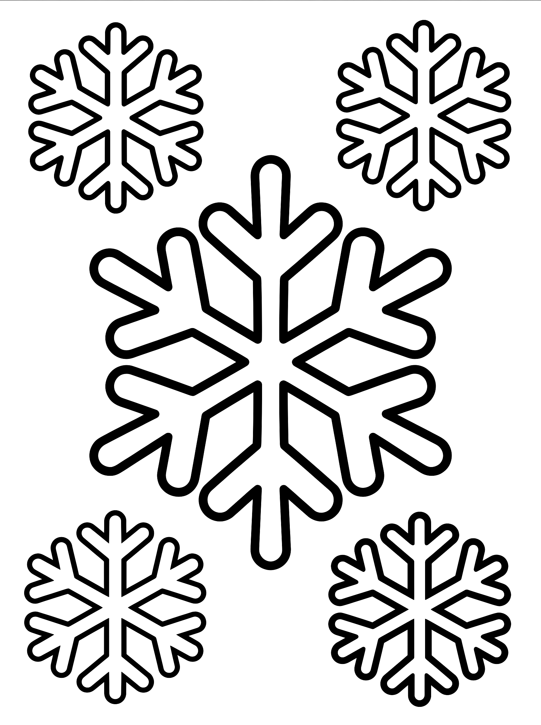 Three snowflakes coloring page to print