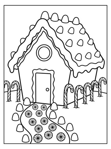 Gingerbread house coloring page