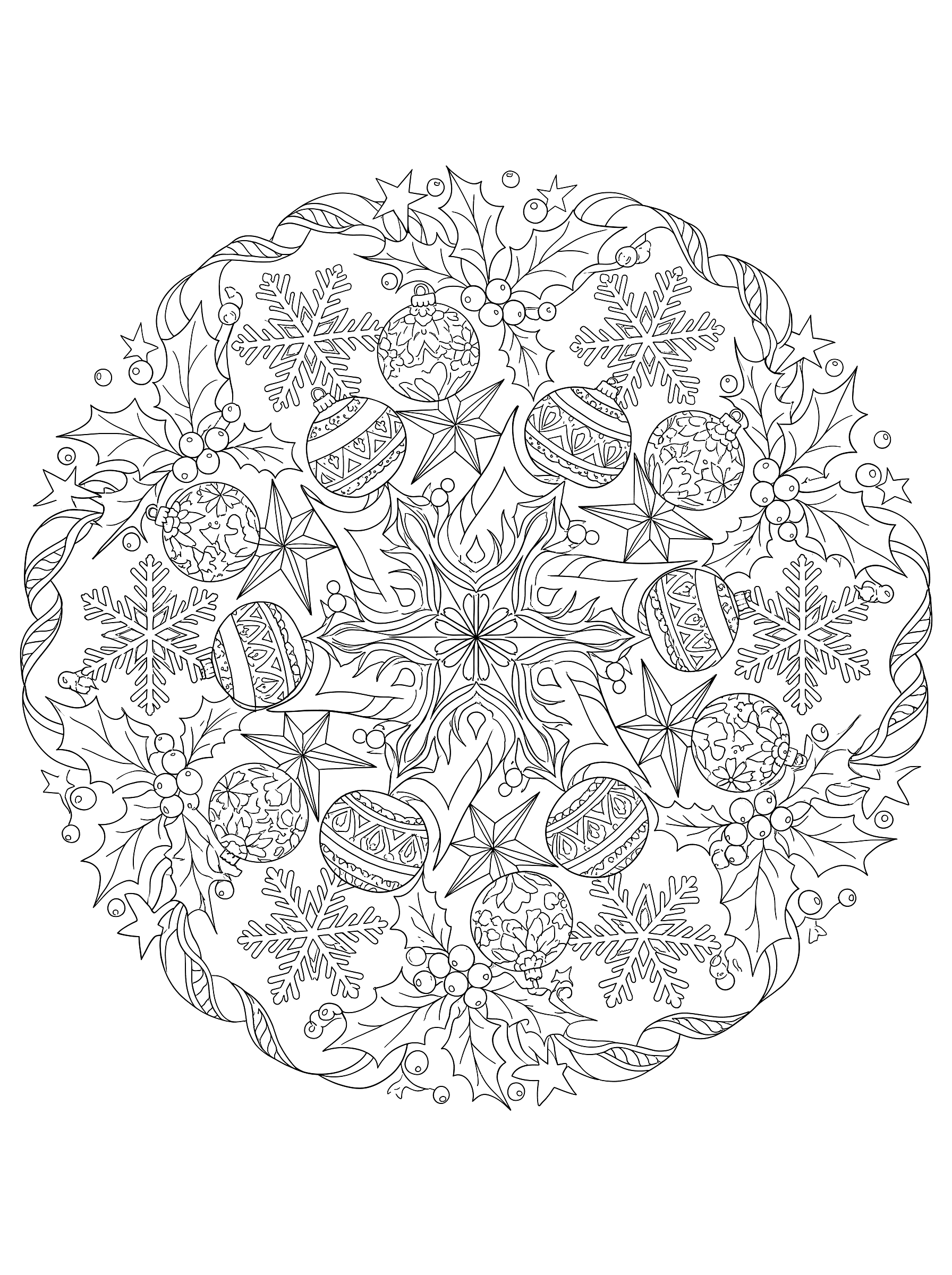 Christmas mandala coloring page to print