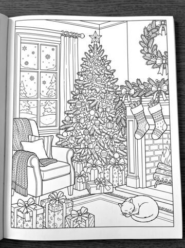 Christmas morning coloring page