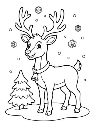 Reindeer in the snow coloring page