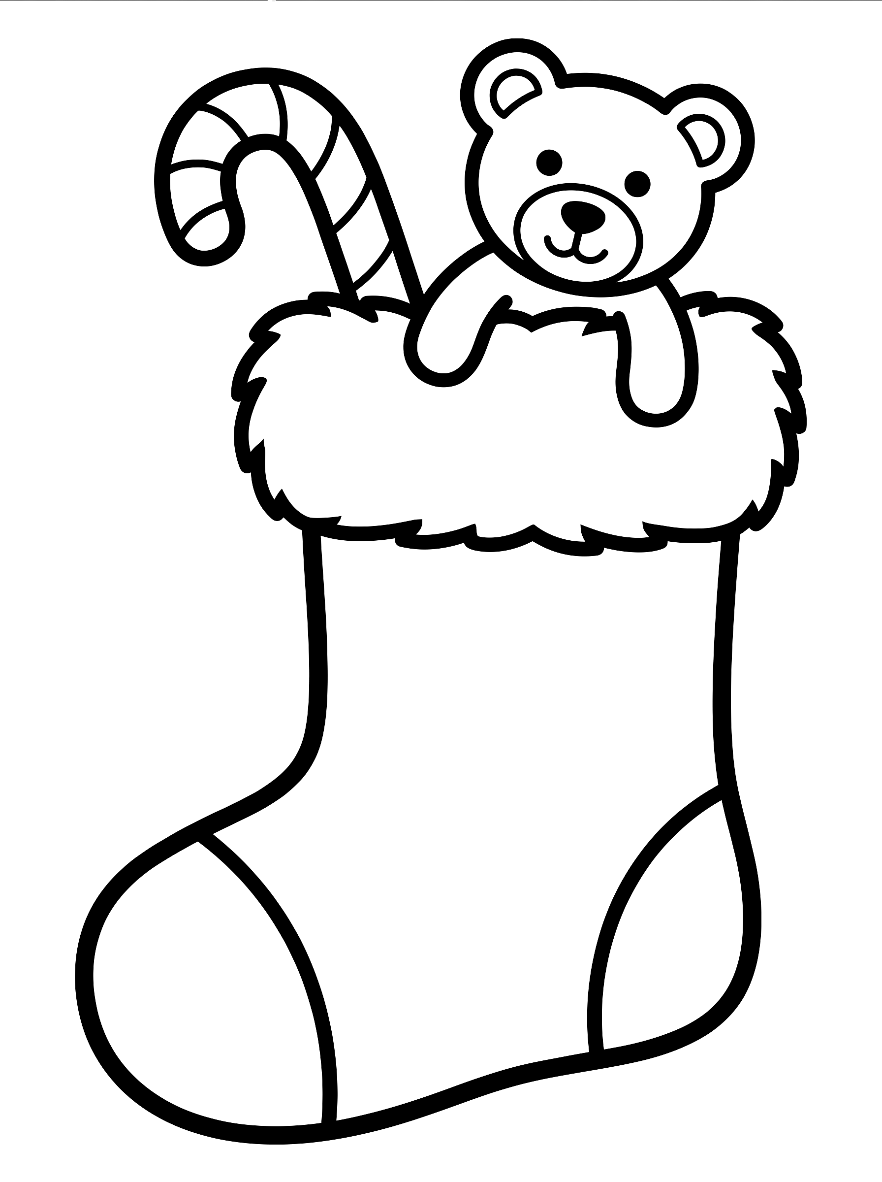 Christmas stocking coloring page to print