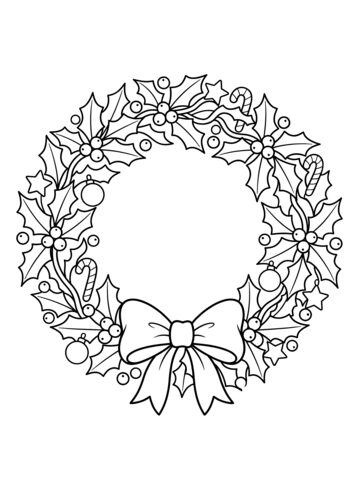 Christmas wreath coloring page